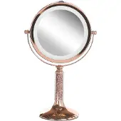 Beliani Make-up spiegels, Cosmeticaspiegel roségoud met LED verlichting ø 18 cm BAIXAS