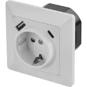 Emos Stopcontact met USB A + USB C, wit, A6000.5