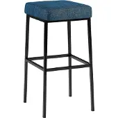 CLP Barkruk Montreal: Beklede zitting en frame met voetsteun | Kleur: blauw, frame: zwart