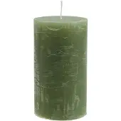 Viana Olijfgroene pilaarkaarsen 85×150mm 2 stuks – Effen gekleurde, gemarmer