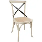 Bolero houten stoel met gekruiste rugleuning ecru 2 stuks
