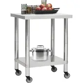 Syfax Keukenwerktafel met wielen 80x45x85 cm roestvrij staal