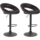CLP 2x Barkruk Olinda - kunstleer, zwart frame - bruin
