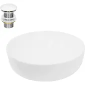 LuxeBath Wastafel rond 405x405x140 mm, wit, keramiek - incl. afvoergarnituur zonder overloop
