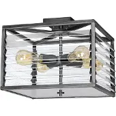Elstead Lighting Plafondlamp Louvre, dimbaar, alu / grijs / zink, Woon-/ Eetkamer, metaal, Industrieel design, plafondlamp