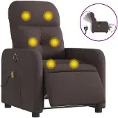 vidaXL Massagestoel elektrisch verstelbaar stof donkerbruin