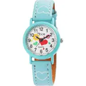QBOS kinderhorloge Luca meisjeshorloge, analoog, bloem, hart, cadeau, schoolinschrijving