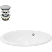 LuxeBath Wastafel incl. afvoerset zonder overloop 69x46x13 cm Wit keramiek ML-Design