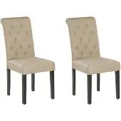 Beliani VELVA - Eetkamerstoel - Zandbeige - Polyester