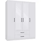 Top E Shop Topeshop ROMANA 160 BIEL: Slaapkamerkast met 11 planken en 4 deuren, wit. Garderobe