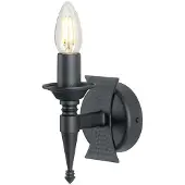 Elstead Lighting Wandlamp SAXON, dimbaar, zwart, Woon-/ Eetkamer, metaal, Landelijk, wandlamp