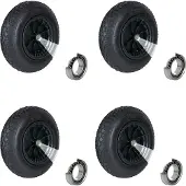 Baumarktplus TRUTZHOLM 4x Kruiwagenwiel 4.80 / 4.00-8 4PR - Heavy-Duty Luchtband met As - Set van 4 Pneumatisch Reservewiel Stalkruiwagen