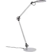 LINDBY LED-bureaulamp Nyxaris, dimbaar, alu / grijs / zink, Werkkamer / Kantoor, Kunststof, Modern, LED bureaulamp