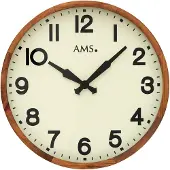 AMS Wandklok Hout met glas 9535