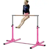 HOMCOM gymnastiekstang - 13-traps hoogteverstelling - stabiel - roze