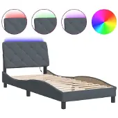 vidaXL Bedframe met LED zonder matras fluweel donkergrijs 90x200 cm