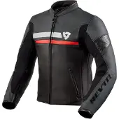 REV'IT! Revit Mile motorjas, leren, zwart/wit/rood, maat 56