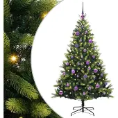 Syfax Kunstkerstboom met scharnier 150 LEDs Groen 150 cm PVC en PE