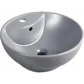 Novoterm Wastafelblad, 46x18 cm, rond, grijs, semi-mat, met overloop