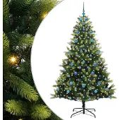 Syfax Kunstkerstboom met scharnier 300 LEDs Groen 210 cm PVC en PE