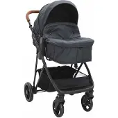 Syfax Kinderwagen 2-in-1 staal antracietkleurig en zwart