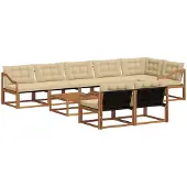 vidaXL Buiten bank set 9 st Natuurlijk en Beige