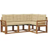vidaXL Buiten bank set 4 st Natuurlijk en Beige