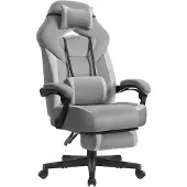Songmics Ergonomische bureaustoel met voetsteun, Leigrijze + duifgrijze