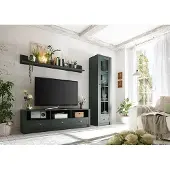 IMV Ascot wandmeubel, wandkast, mediameubel, 3-delig, groen, landelijke stijl
