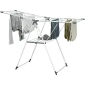 HOMCOM Clothes Drying Rack-Metaal, Kunststof-156,5L x 61,5B x 97H cm-Wit