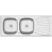 Syfax Gootsteen dubbele bak 1200x600x155 mm roestvrij staal zilver