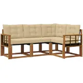 vidaXL Buiten bank set 4 st Natuurlijk en Beige