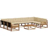 vidaXL Buiten bank set 10 st Natuurlijk en Beige