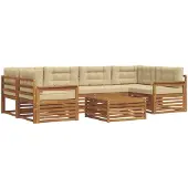 vidaXL Buiten bank set 7 st Natuurlijk en Beige