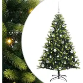 Syfax Kunstkerstboom met scharnier 150 LEDs Groen 150 cm PVC en PE