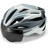 RockBros fietshelm met afneembaar vizier, geïntegreerde helm, racefietshelm, 58-62 cm, matgrijs