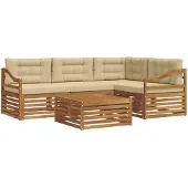 vidaXL Buiten bank set 5 st Natuurlijk en Beige