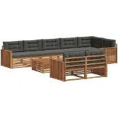 vidaXL Buiten bank set 9 st Natuurlijk en Antraciet