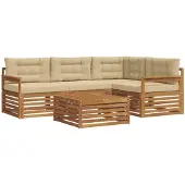 vidaXL Buiten bank set 5 st Natuurlijk en Beige