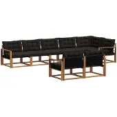 vidaXL Buiten bank set met kussen 8 pcs Natuurlijk en zwart