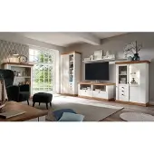 IMV Woonkamerwand, 458 cm, grenen, wit / notenhout eiken, wandmeubel, kast