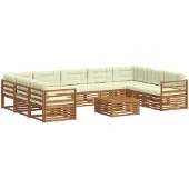vidaXL Buiten bank set 10 st Natuurlijk en Crème Massief Acacia Hout