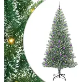 Syfax Kunstmatige Kerstboom Sneeuw Gevlochten met LED Licht 240 cm