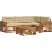 vidaXL Buiten bank set 5 st Natuurlijk en Beige