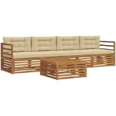 vidaXL Buiten bank set 5 st Natuurlijk en Beige