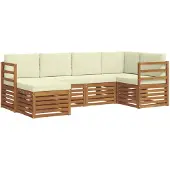 vidaXL Sectionele bankset met kussen 6 pcs Natuurlijk en Crème