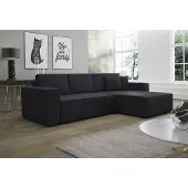Fun-Möbel Eckbank, slaapbank, bank CONOR, kunstleer, zwart, ottoman, rechts