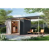 Karibu Tuinhuis, metaal. Metaal tuinhuis, AURUM 3. Metaal tuinhuis, antraciet, 497x209x239 cm