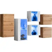 Meublorama Woonkamermeubelset SWITCH SBIV design. Kleuren wit en eiken.