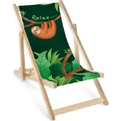AllBags Houten Kinderligstoel met Opdruk - Relax Luiaard - Strand & Tuin